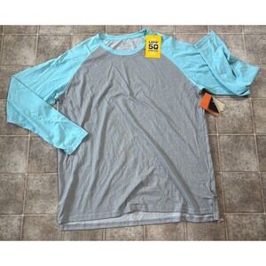 Field & Stream Mens Deep Runner Raglan Tech Tee Blue Grey UPF 50 MFA1032 2XL NEW